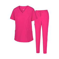 Natural Uniforms Women's Scrub Top 2 Pocket Ultra Cool Stretch Top Hot Pink