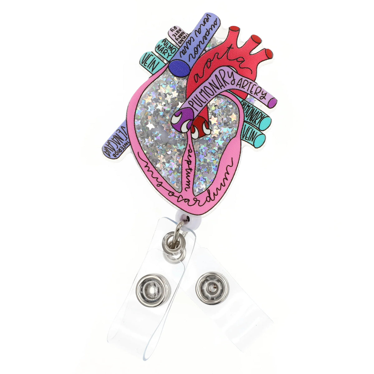 Shaker Anatomical Heart Acrylic ID Badge Holder