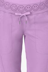 Zavate Ava Therese Women's 6-Pocket STRETCH Smile Face Elastic Waistband Cargo Jogger Scrub Pants Sugar Plum