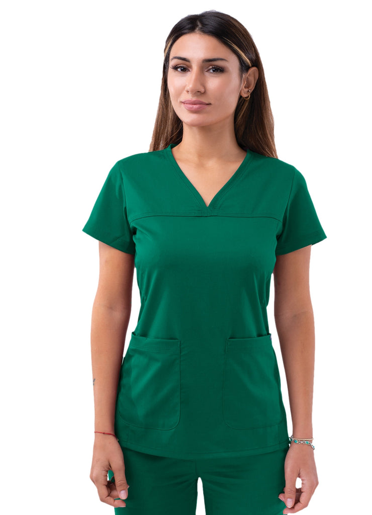 hunter green scrub dress Adar Pro Women's Sweetheart V-Neck Top - green scrubs