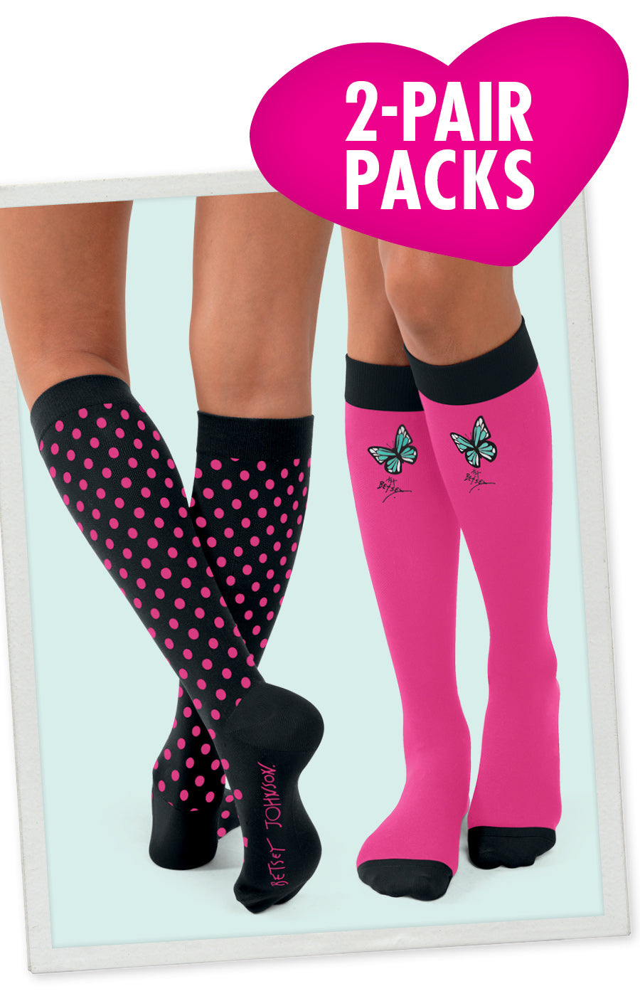 Betsey Johnson 2-pack Polka Butterfly Compression Socks