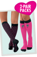 Betsey Johnson 2-pack Polka Butterfly Compression Socks